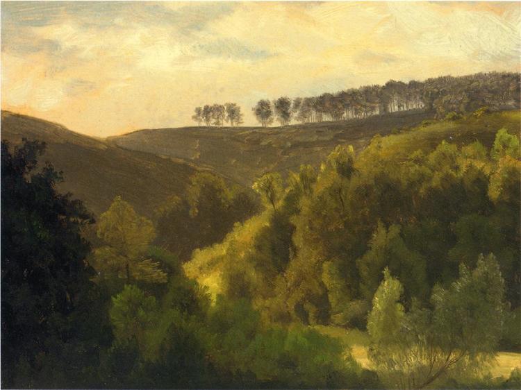 Albert Bierstadt Painting Sunrise over Forest and Grove - Click Image to Close